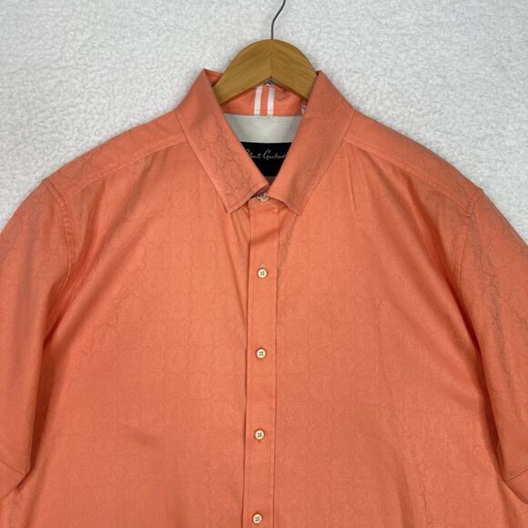 Robert Graham Mens 3XL Oranged Tailored Fit Button Up Shirt Short Sleeve Modern - Picture 2 of 15
